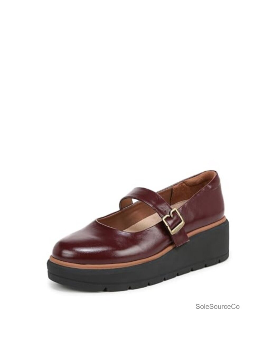 Faux Leather Mary Jane Loafers with Buckle Wedge Heel